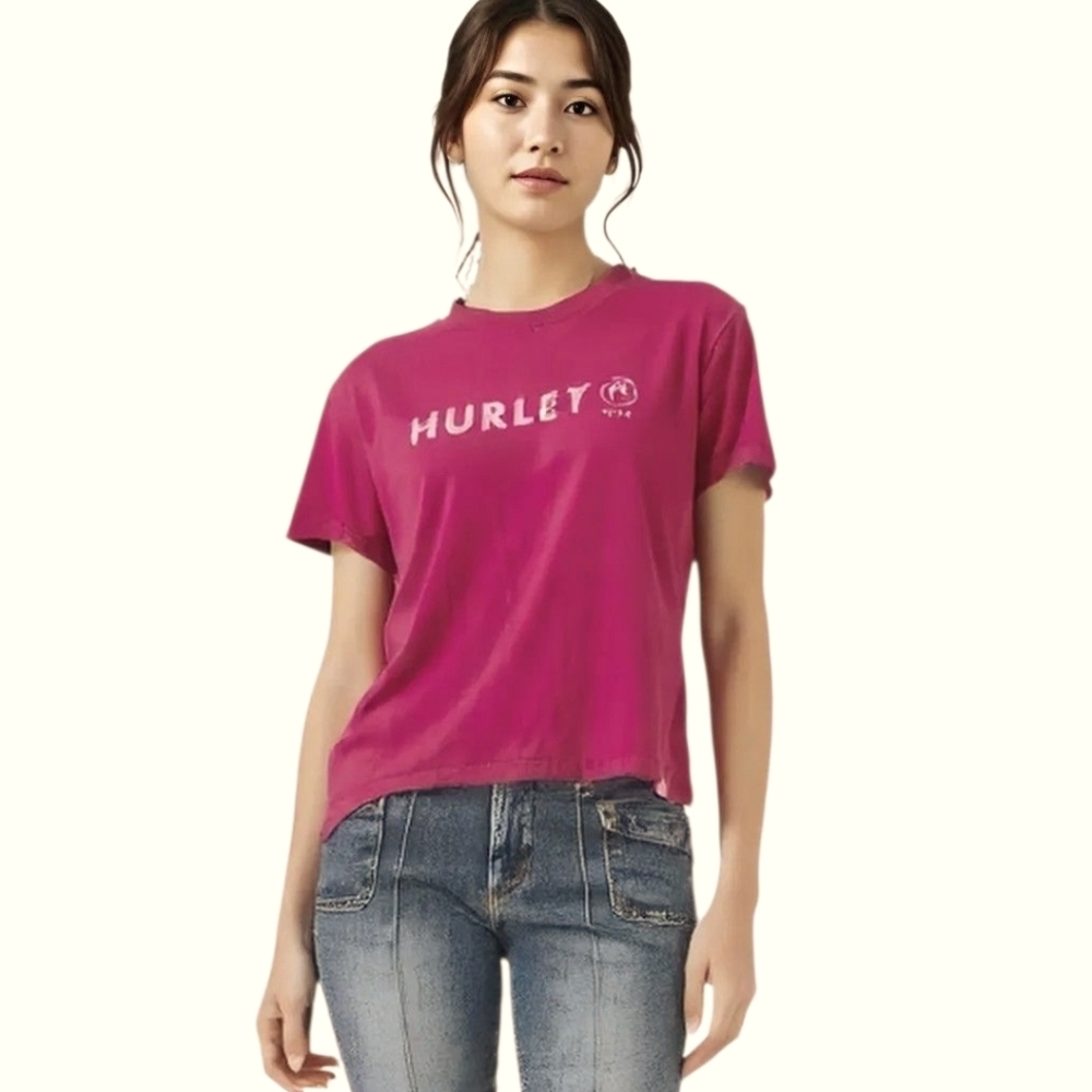 Nwt HURLEY Womens Small Pink T-Shirt 100% Cotton
